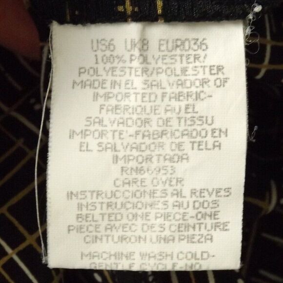 LESLIE FAY Dress, 6P Petite, Career wear, Belt, Black, Crosshatch/Lines - Picture 13 of 14